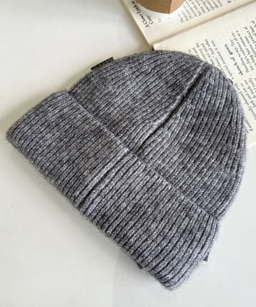 moment+(モーメントプラス)の「チュールリボン or ベロアリボン付きアソートリブニット帽(ニットキャップ/ビーニー・レディース・ブラック/グレー/アイボリー/ホワイト系その他/ブラック系その他/グレー系その他・FREE)」の15枚目の写真
