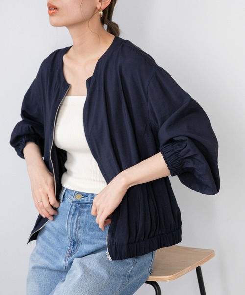 URBAN RESEARCH Sonny Label（アーバンリサーチサニーレーベル）の「ライトギャザージップブルゾン（ブルゾン・レディース・ベージュ/ネイビー/ピンク・FREE）」の2枚目の写真