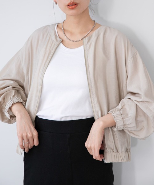 URBAN RESEARCH Sonny Label（アーバンリサーチサニーレーベル）の「ライトギャザージップブルゾン（ブルゾン・レディース・ベージュ/ネイビー/ピンク・FREE）」の4枚目の写真