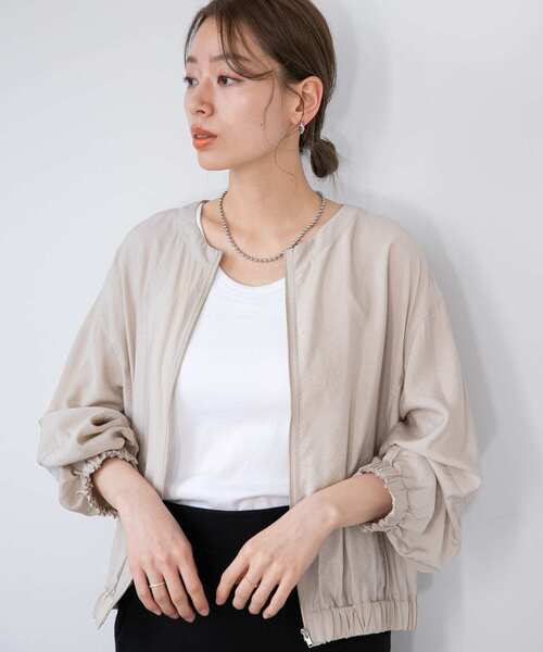 URBAN RESEARCH Sonny Label（アーバンリサーチサニーレーベル）の「ライトギャザージップブルゾン（ブルゾン・レディース・ベージュ/ネイビー/ピンク・FREE）」の5枚目の写真