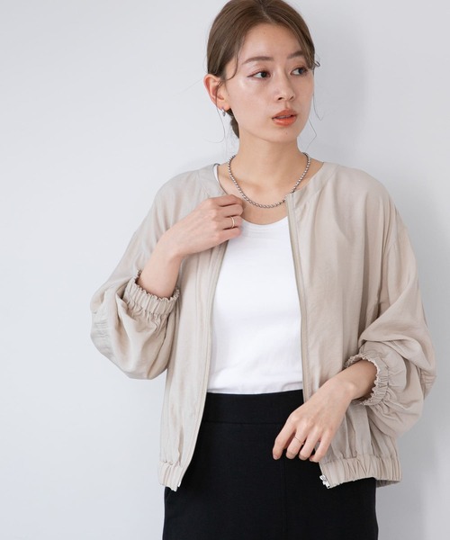 URBAN RESEARCH Sonny Label（アーバンリサーチサニーレーベル）の「ライトギャザージップブルゾン（ブルゾン・レディース・ベージュ/ネイビー/ピンク・FREE）」の6枚目の写真