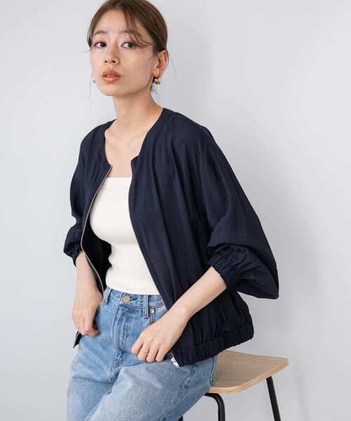 URBAN RESEARCH Sonny Label（アーバンリサーチサニーレーベル）の「ライトギャザージップブルゾン（ブルゾン・レディース・ベージュ/ネイビー/ピンク・FREE）」の12枚目の写真