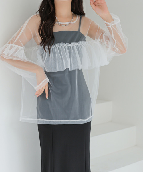 BANNER SELECT(バナーセレクト)の「チュールフリルトップス(Tシャツ/カットソー・レディース・ホワイト/ブラック・FREE)」の15枚目の写真