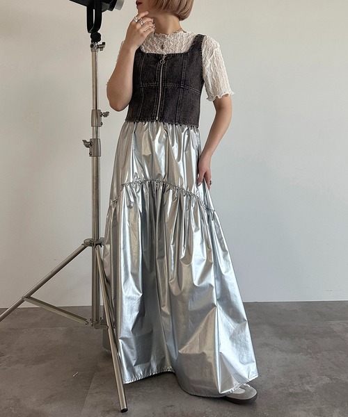 apres jour mignon(アプレジュールミニョン)の「シアートップス×デニムビスチェセット【ZOZOTOWN限定アイテム】(その他トップス・レディース・ブルー/ブラック・X-LARGE/フリー)」の8枚目の写真