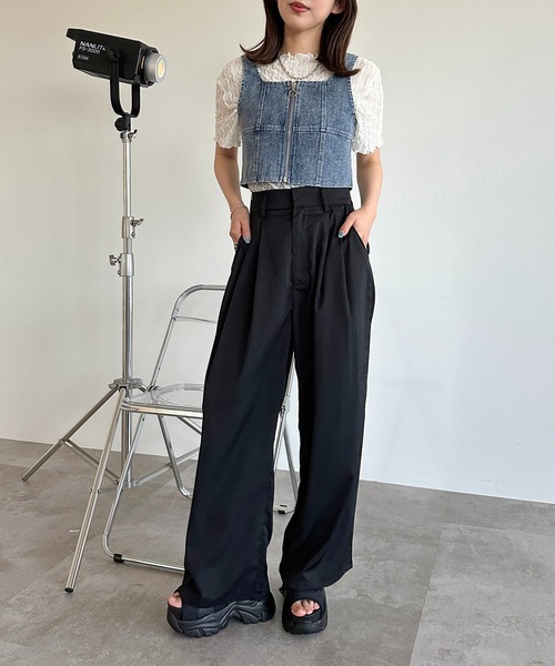 apres jour mignon(アプレジュールミニョン)の「シアートップス×デニムビスチェセット【ZOZOTOWN限定アイテム】(その他トップス・レディース・ブルー/ブラック・X-LARGE/フリー)」の14枚目の写真