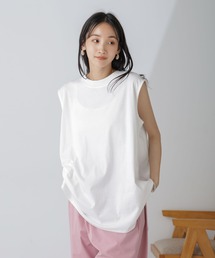 NANO universe（ナノユニバース）の「ショルダータックノースリーブカットトップス（Tシャツ/カットソー）」
