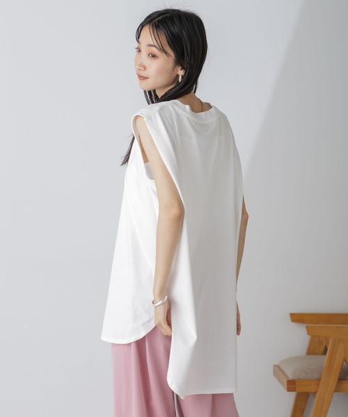 NANO universe（ナノユニバース）の「ショルダータックノースリーブカットトップス（Tシャツ/カットソー・レディース・レッド/ホワイト/ブラック・FREE）」の12枚目の写真