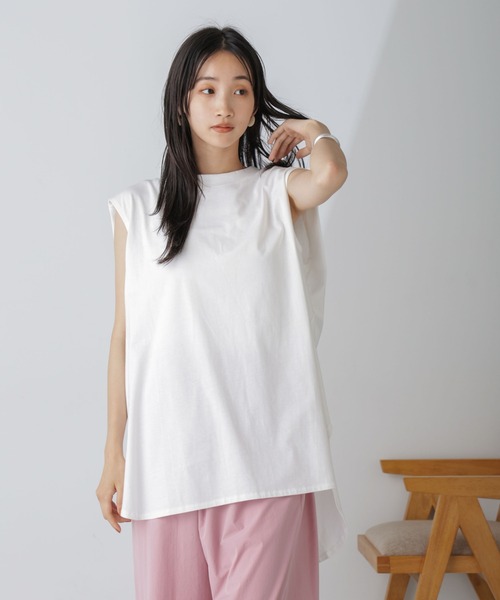 NANO universe（ナノユニバース）の「ショルダータックノースリーブカットトップス（Tシャツ/カットソー・レディース・レッド/ホワイト/ブラック・FREE）」の13枚目の写真