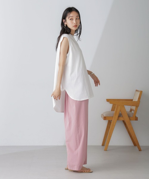 NANO universe（ナノユニバース）の「ショルダータックノースリーブカットトップス（Tシャツ/カットソー・レディース・レッド/ホワイト/ブラック・FREE）」の14枚目の写真