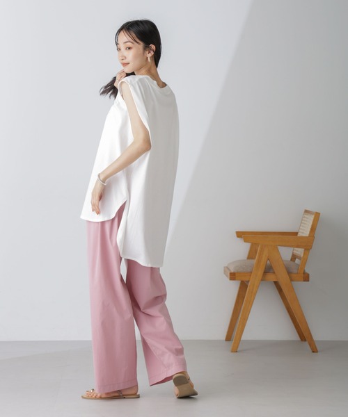 NANO universe（ナノユニバース）の「ショルダータックノースリーブカットトップス（Tシャツ/カットソー・レディース・レッド/ホワイト/ブラック・FREE）」の15枚目の写真