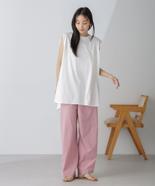 NANO universe（ナノユニバース）の「ショルダータックノースリーブカットトップス（Tシャツ/カットソー・レディース・レッド/ホワイト/ブラック・FREE）」の17枚目の写真