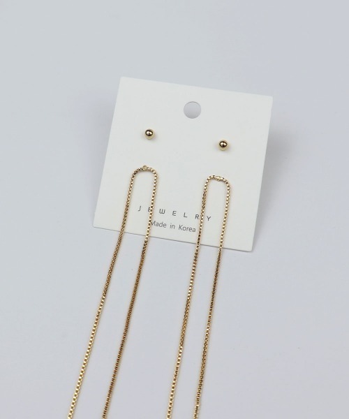 CEMONEMO(セモネモ)の「ベネチアンチェーン ロングピアス 2セット(ピアス(両耳用)・レディース・ゴールド/シルバー・FREE)」の10枚目の写真