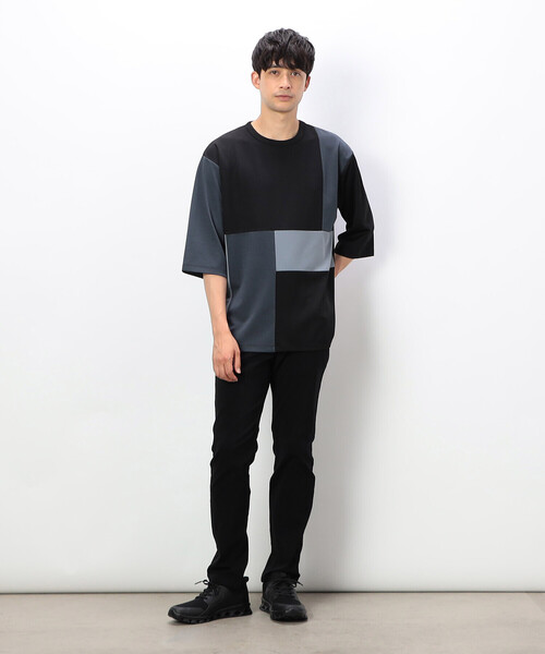 COMME CA ISM（コムサイズム）の「７分袖 カラーブロック パッチワークＴシャツ（Tシャツ/カットソー・メンズ・ホワイト/ブラック/カーキ・MEDIUM/LARGE/X-LARGE）」の11枚目の写真