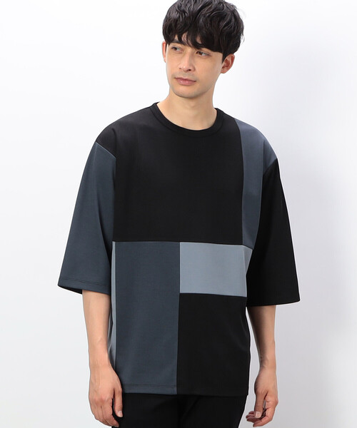 COMME CA ISM（コムサイズム）の「７分袖 カラーブロック パッチワークＴシャツ（Tシャツ/カットソー・メンズ・ホワイト/ブラック/カーキ・MEDIUM/LARGE/X-LARGE）」の12枚目の写真