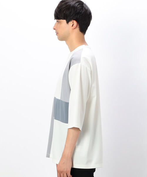 COMME CA ISM（コムサイズム）の「７分袖 カラーブロック パッチワークＴシャツ（Tシャツ/カットソー・メンズ・ホワイト/ブラック/カーキ・MEDIUM/LARGE/X-LARGE）」の16枚目の写真