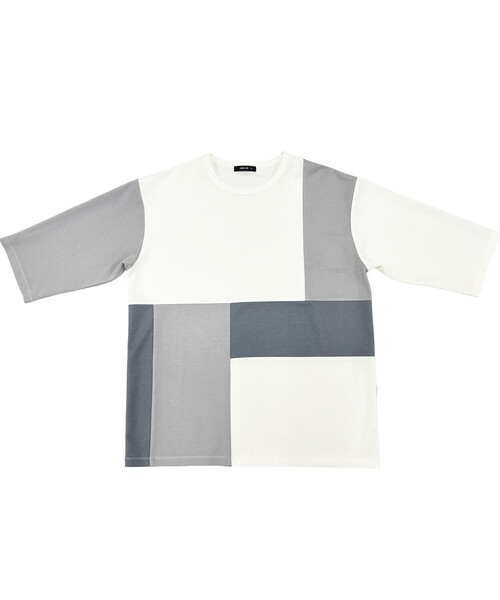 COMME CA ISM（コムサイズム）の「７分袖 カラーブロック パッチワークＴシャツ（Tシャツ/カットソー・メンズ・ホワイト/ブラック/カーキ・MEDIUM/LARGE/X-LARGE）」の6枚目の写真
