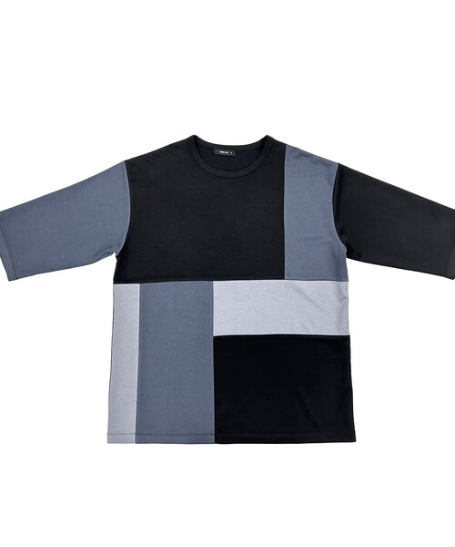 COMME CA ISM（コムサイズム）の「７分袖 カラーブロック パッチワークＴシャツ（Tシャツ/カットソー・メンズ・ホワイト/ブラック/カーキ・MEDIUM/LARGE/X-LARGE）」の7枚目の写真