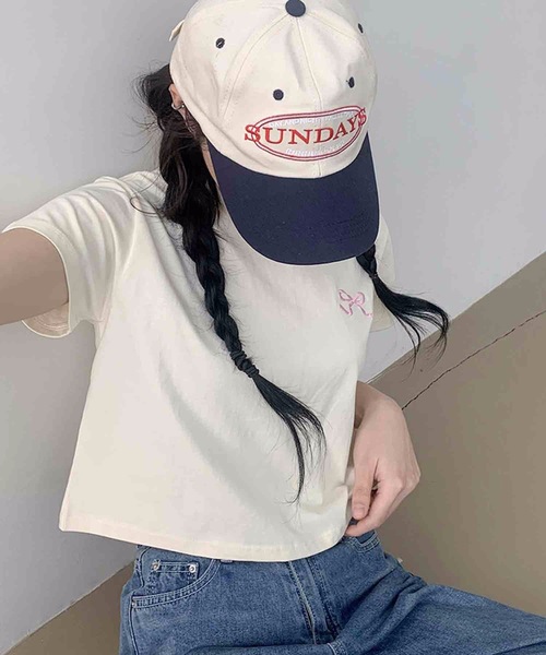 Nyu(ニュウ)の「リボンデザインTシャツ(Tシャツ/カットソー・レディース・アイボリー/ホワイト・FREE)」の7枚目の写真
