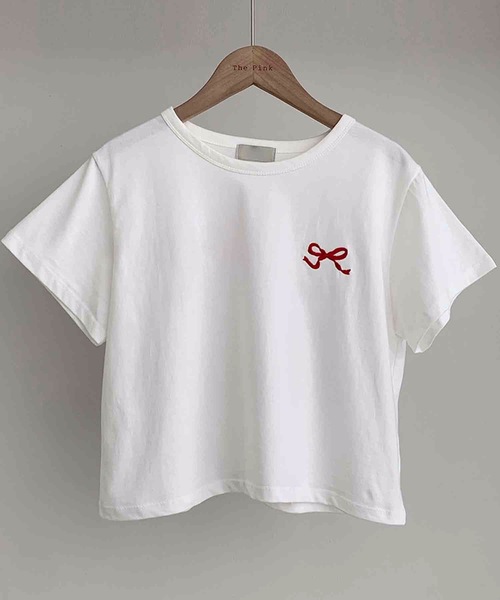 Nyu(ニュウ)の「リボンデザインTシャツ(Tシャツ/カットソー・レディース・アイボリー/ホワイト・FREE)」の5枚目の写真