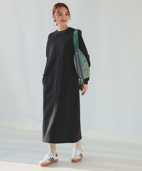 B:MING by BEAMS（ビーミングバイビームス）の「袖フォルム 裏毛 ワンピース（ワンピース・レディース・ホワイト系その他5/チャコールグレー/ブラック・MEDIUM/SMALL）」の3枚目の写真