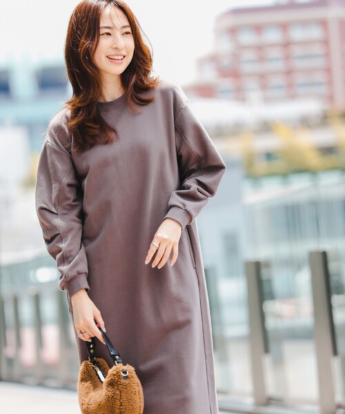 B:MING by BEAMS（ビーミングバイビームス）の「袖フォルム 裏毛 ワンピース（ワンピース・レディース・ホワイト系その他5/チャコールグレー/ブラック・MEDIUM/SMALL）」の12枚目の写真