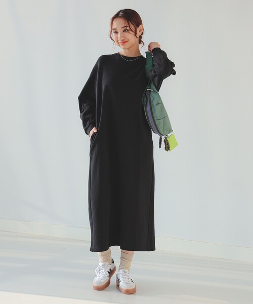 B:MING by BEAMS（ビーミングバイビームス）の「袖フォルム 裏毛 ワンピース（ワンピース・レディース・ホワイト系その他5/チャコールグレー/ブラック・MEDIUM/SMALL）」の14枚目の写真