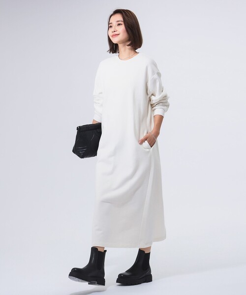 B:MING by BEAMS（ビーミングバイビームス）の「袖フォルム 裏毛 ワンピース（ワンピース・レディース・ホワイト系その他5/チャコールグレー/ブラック・MEDIUM/SMALL）」の18枚目の写真