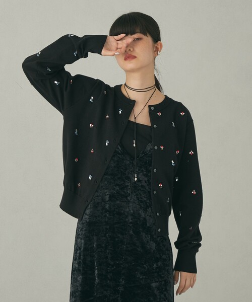 EMMEL REFINES（エメルリファインズ）の「＜EMMEL REFINES＞EM ビジュー カーディガン（カーディガン/ボレロ・レディース・ベージュ/ブラック・FREE）」の18枚目の写真