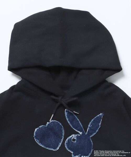 PLAYBOY（プレイボーイ）の「【SEQUENZ（シークエンズ）】PB DENIM WAPPEN P/K /  ヴィンテージライク オーバーサイズ プルパーカー グランジ スケーター（パーカー・メンズ・ブラック/ライトグレー/ブラウン/ネイビー・MEDIUM/LARGE/X-LARGE）」の19枚目の写真