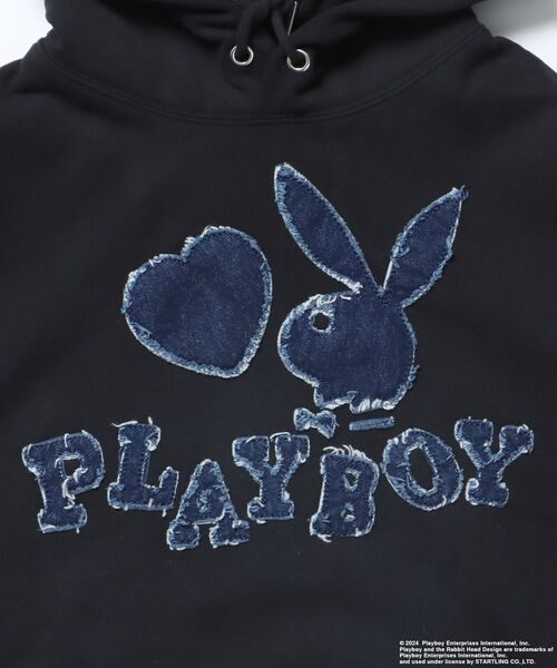PLAYBOY（プレイボーイ）の「【SEQUENZ（シークエンズ）】PB DENIM WAPPEN P/K /  ヴィンテージライク オーバーサイズ プルパーカー グランジ スケーター（パーカー・メンズ・ブラック/ライトグレー/ブラウン/ネイビー・MEDIUM/LARGE/X-LARGE）」の20枚目の写真