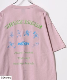 Disney（ディズニー）の「Disney/ディズニー ミッキー＆フレンズ  ワンポイントロゴ バックプリント オーバーサイズ半袖Tシャツ レディース メンズ（Tシャツ/カットソー・レディース・ピンク系）」
