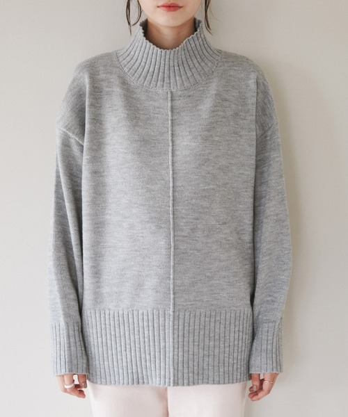 ROPE' PICNIC（ロペピクニック）の「センターラインミドル丈ハイネックニットプルオーバー/帯電防止・洗濯機OK・リンクコーデ（ニット/セーター・レディース・ライトグレー/レッド/キナリ/ブラック/ブルー系その他4/ブルー系その他5・38）」の20枚目の写真