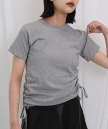 【ZOZO限定】リボン ドロー Tシャツ トップス カットソー 半袖 ギャザー