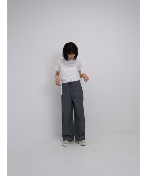 Enewd nina（エニュードニーナ）の「【ZOZO限定】リボン ドロー Tシャツ トップス カットソー 半袖 ギャザー（Tシャツ/カットソー・レディース・ホワイト/ブラック/グレー・FREE）」の4枚目の写真