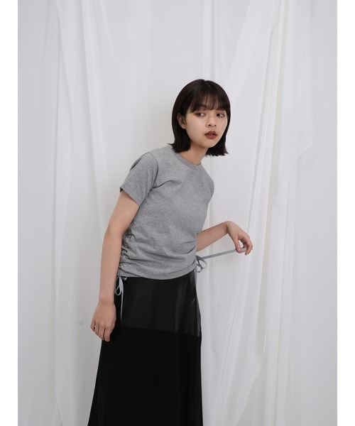 Enewd nina（エニュードニーナ）の「【ZOZO限定】リボン ドロー Tシャツ トップス カットソー 半袖 ギャザー（Tシャツ/カットソー・レディース・ホワイト/ブラック/グレー・FREE）」の7枚目の写真