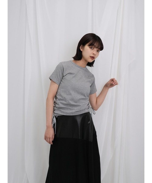Enewd nina（エニュードニーナ）の「【ZOZO限定】リボン ドロー Tシャツ トップス カットソー 半袖 ギャザー（Tシャツ/カットソー・レディース・ホワイト/ブラック/グレー・FREE）」の8枚目の写真