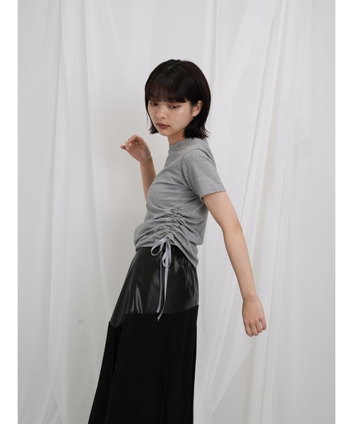Enewd nina（エニュードニーナ）の「【ZOZO限定】リボン ドロー Tシャツ トップス カットソー 半袖 ギャザー（Tシャツ/カットソー・レディース・ホワイト/ブラック/グレー・FREE）」の13枚目の写真