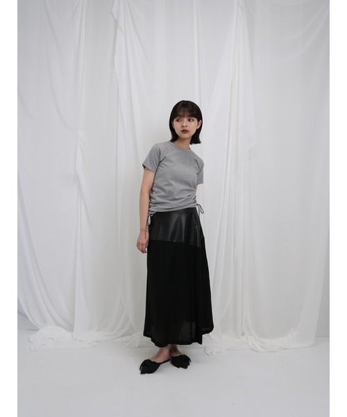 Enewd nina（エニュードニーナ）の「【ZOZO限定】リボン ドロー Tシャツ トップス カットソー 半袖 ギャザー（Tシャツ/カットソー・レディース・ホワイト/ブラック/グレー・FREE）」の16枚目の写真