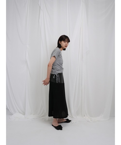 Enewd nina（エニュードニーナ）の「【ZOZO限定】リボン ドロー Tシャツ トップス カットソー 半袖 ギャザー（Tシャツ/カットソー・レディース・ホワイト/ブラック/グレー・FREE）」の17枚目の写真