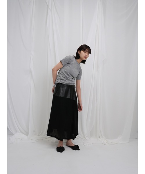 Enewd nina（エニュードニーナ）の「【ZOZO限定】リボン ドロー Tシャツ トップス カットソー 半袖 ギャザー（Tシャツ/カットソー・レディース・ホワイト/ブラック/グレー・FREE）」の18枚目の写真