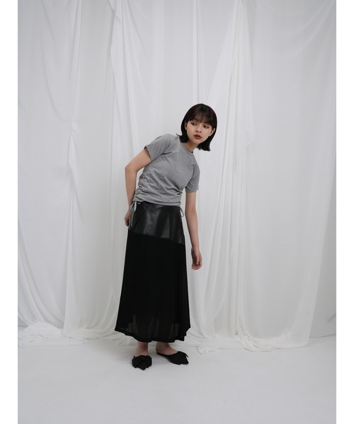 Enewd nina（エニュードニーナ）の「【ZOZO限定】リボン ドロー Tシャツ トップス カットソー 半袖 ギャザー（Tシャツ/カットソー・レディース・ホワイト/ブラック/グレー・FREE）」の19枚目の写真