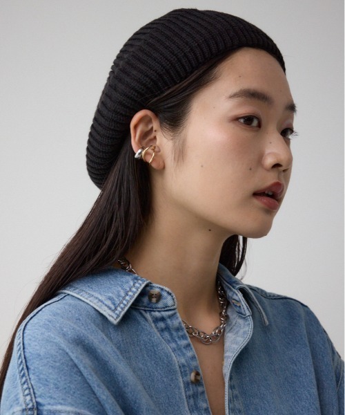 AZUL by moussy(アズールバイマウジー)の「ニットベレー帽(ハンチング/ベレー帽・レディース・ブラック/グレー・FREE)」の2枚目の写真