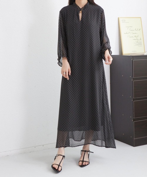 MAISON DE THERESE(メゾン ド テレーズ)の「5分袖水玉ロングワンピース(ワンピース・レディース・ブラック・M)」の10枚目の写真