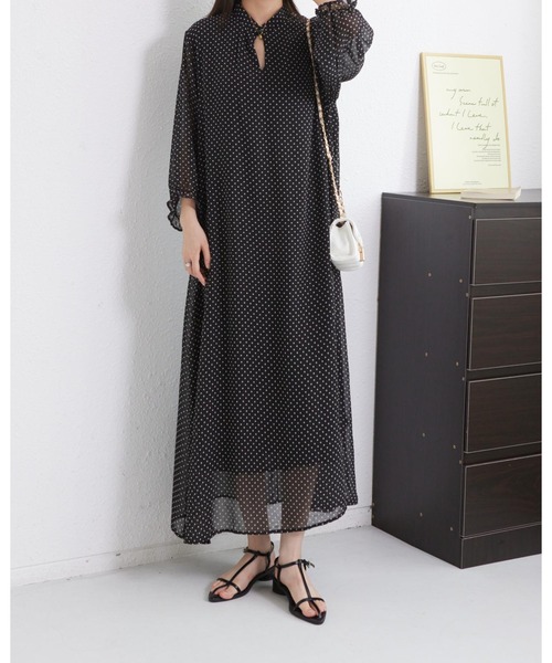 MAISON DE THERESE(メゾン ド テレーズ)の「5分袖水玉ロングワンピース(ワンピース・レディース・ブラック・M)」の12枚目の写真