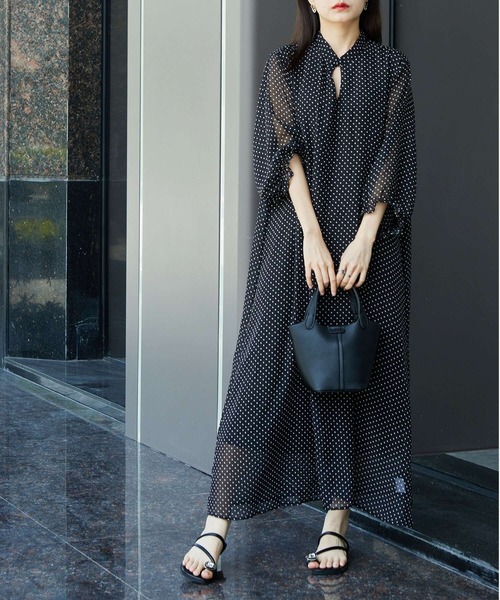 MAISON DE THERESE(メゾン ド テレーズ)の「5分袖水玉ロングワンピース(ワンピース・レディース・ブラック・M)」の16枚目の写真