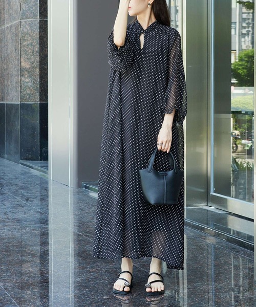 MAISON DE THERESE(メゾン ド テレーズ)の「5分袖水玉ロングワンピース(ワンピース・レディース・ブラック・M)」の17枚目の写真