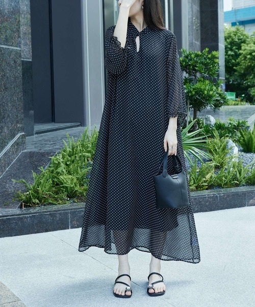 MAISON DE THERESE(メゾン ド テレーズ)の「5分袖水玉ロングワンピース(ワンピース・レディース・ブラック・M)」の20枚目の写真