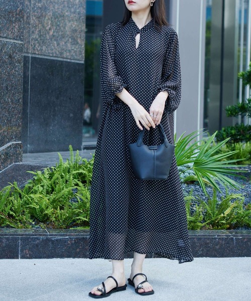 MAISON DE THERESE(メゾン ド テレーズ)の「5分袖水玉ロングワンピース(ワンピース・レディース・ブラック・M)」の22枚目の写真