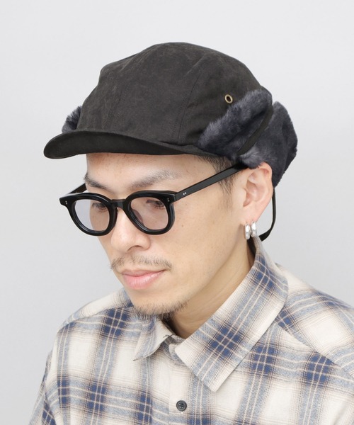 セール】起毛ポリエステル ショートブリム ファー ハンターキャップ