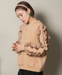 MHBG TOKYO（エムエイチビージートーキョー）の「フリル袖　ボンディングニット プルオーバー（Tシャツ/カットソー）」